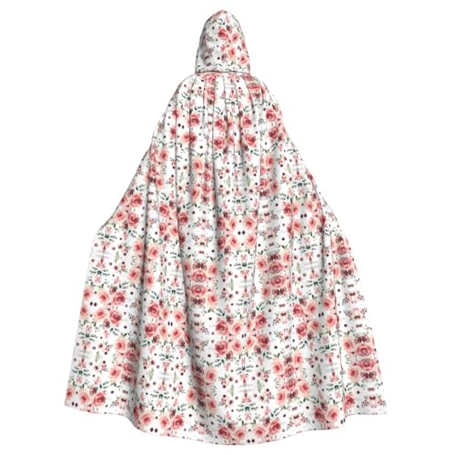 XTYGETY Umhang mit blühenden Rosen und Blumen, Unisex, Umhang mit Kapuze, Sensenmann, Zauberer, gruseliges Cosplay-Kostüm von XTYGETY