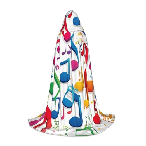 XTYGETY Umhang mit bunten Musiknoten und 1 Druck, mit Kapuze, perfekt für Halloween, Cosplay-Kostüme XTYGETY Umhang mit bunten Musiknoten und 1 Druck, mit Kapuze, perfekt für Halloween, Cosplay-Kostüme von XTYGETY