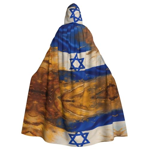 XTYGETY Umhang mit israelischer Flagge, Unisex, Umhang, Halloween, Kapuzenumhang, Robe, Sensenmann, Zauberer, gruseliges Cosplay-Kostüm von XTYGETY