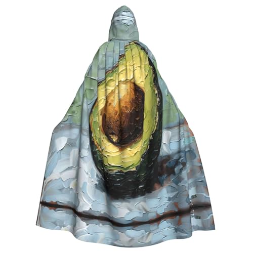 XTYGETY Unisex Umhang mit Avocado-Druck, Halloween, Kapuzenumhang, Robe, Sensenmann, Zauberer, gruseliges Cosplay-Kostüm von XTYGETY