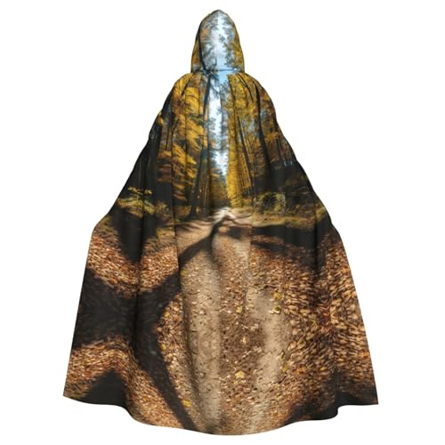 XTYGETY Unisex Umhang mit Baum im Herbst, Aufdruck, Halloween, Kapuzenumhang, Robe, Sensenmann, Zauberer, gruseliges Cosplay-Kostüm von XTYGETY