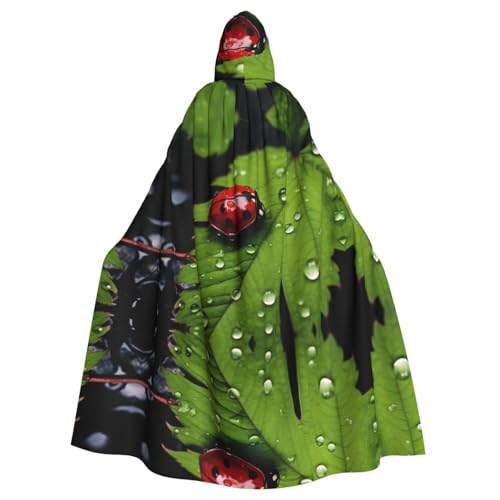XTYGETY Unisex Umhang mit Blättern und Marienkäfern, Halloween-Umhang mit Kapuze, Robe, Sensenmann, Zauberer, gruseliges Cosplay-Kostüm von XTYGETY