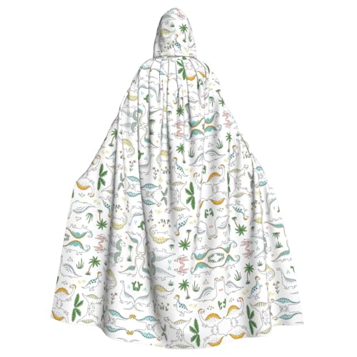 XTYGETY Unisex-Umhang mit Dinosaurier-Motiv, Halloween-Umhang mit Kapuze, Sensenmann, Zauberer, gruseliges Cosplay-Kostüm von XTYGETY