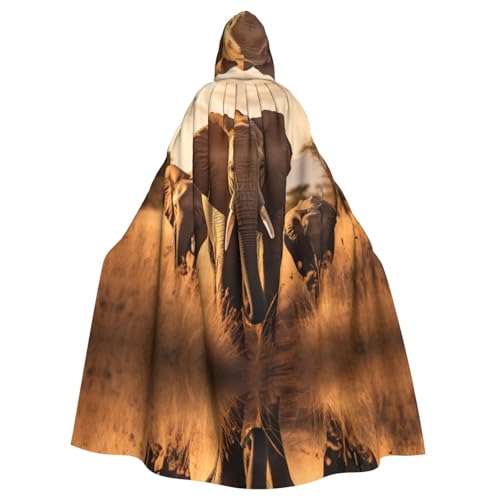 XTYGETY Unisex-Umhang mit Elefanten-Druck, Halloween-Umhang mit Kapuze, Sensenmann, Zauberer, gruseliges Cosplay-Kostüm von XTYGETY