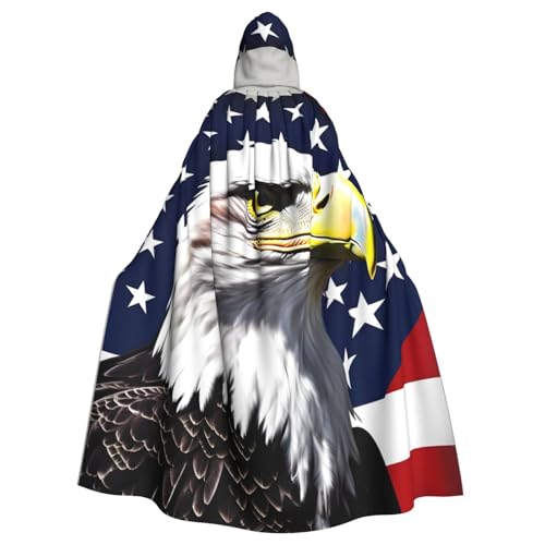 XTYGETY Unisex Umhang mit Glatzenadler-Flagge, Halloween-Kapuzenumhang, Robe, Sensenmann, Zauberer, gruseliges Cosplay-Kostüm von XTYGETY