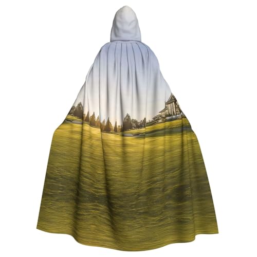XTYGETY Unisex Umhang mit Golfschläger-Aufdruck, Halloween, Kapuzenumhang, Robe, Sensenmann, Zauberer, gruseliges Cosplay-Kostüm von XTYGETY