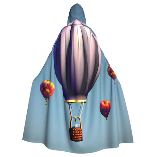 XTYGETY Unisex Umhang mit Heißluftballon-Druck, Halloween, Kapuzenumhang, Robe, Sensenmann, Zauberer, gruseliges Cosplay-Kostüm von XTYGETY