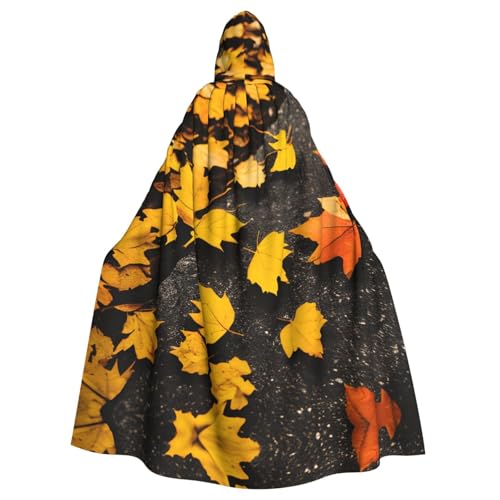 XTYGETY Unisex Umhang mit Herbst-Kürbis-Druck, Halloween, Kapuzenumhang, Robe, Sensenmann, Zauberer, gruseliges Cosplay-Kostüm von XTYGETY