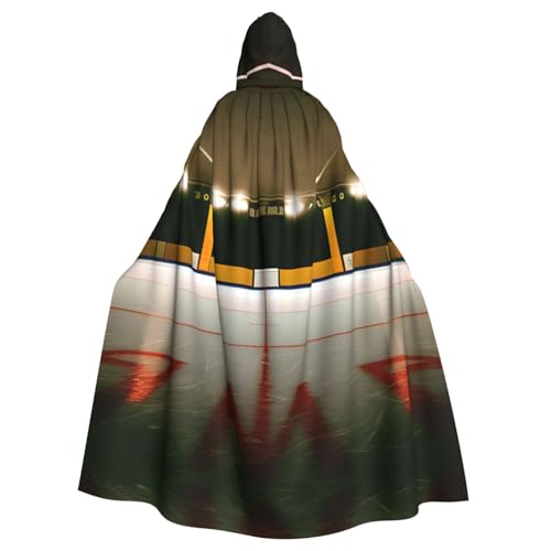 XTYGETY Unisex Umhang mit Hockeyschläger-Aufdruck, Halloween, Kapuzenumhang, Robe, Sensenmann, Zauberer, gruseliges Cosplay-Kostüm von XTYGETY