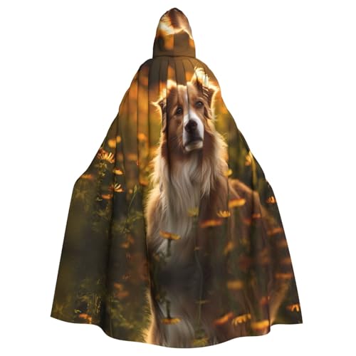 XTYGETY Unisex Umhang mit Hund und Blumendruck, Halloween, Kapuzenumhang, Robe, Sensenmann, Zauberer, gruseliges Cosplay-Kostüm XTYGETY Unisex Umhang mit Hund und Blumendruck, Halloween, Kapuzenumhang, Robe, Sensenmann, Zauberer, gruseliges Cosplay-Kostüm von XTYGETY