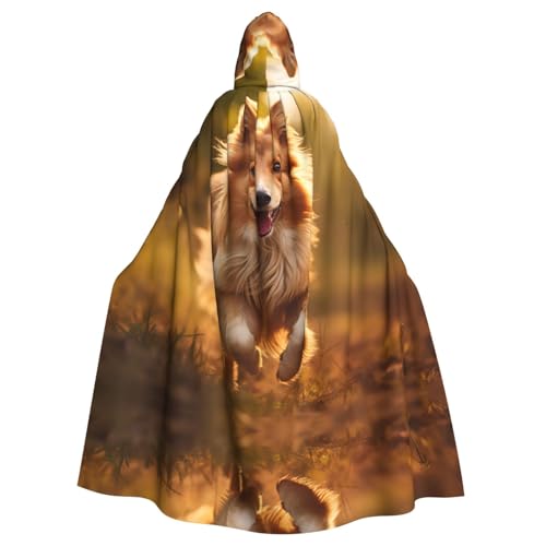 XTYGETY Unisex-Umhang mit Hunde-Aufdruck, Halloween-Umhang mit Kapuze, Sensenmann, Zauberer, gruseliges Cosplay-Kostüm von XTYGETY