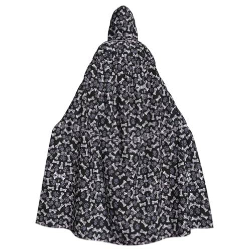 XTYGETY Unisex Umhang mit Kapuze, Motiv: Hund, Welpe, Fußabdruck, Halloween, Sensenmann, Zauberer, gruseliges Cosplay-Kostüm von XTYGETY