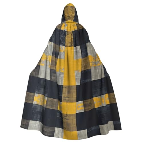 XTYGETY Unisex Umhang mit Kapuze, für Halloween, Sensenmann, Zauberer, gruseliges Cosplay-Kostüm, Gelb / Grau / Schwarz von XTYGETY