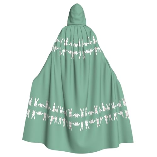 XTYGETY Unisex Umhang mit Osterhasen-Druck, Halloween, Kapuzenumhang, Robe, Sensenmann, Zauberer, gruseliges Cosplay-Kostüm von XTYGETY
