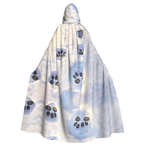 XTYGETY Unisex Umhang mit Pfotenabdruck, Halloween, Kapuzenumhang, Robe, Sensenmann, Zauberer, gruseliges Cosplay-Kostüm von XTYGETY