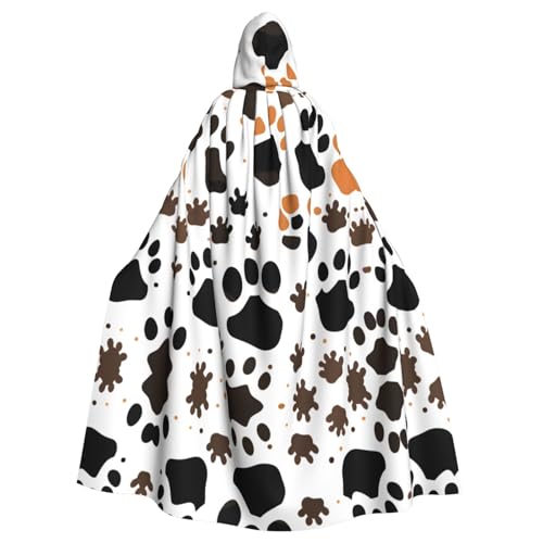 XTYGETY Unisex Umhang mit Tier-Fußabdruck, Halloween-Umhang, Kapuzenumhang, Robe, Sensenmann, Zauberer, gruseliges Cosplay-Kostüm von XTYGETY