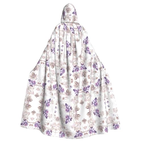 XTYGETY Unisex Umhang mit Traubenblättern, Halloween, Kapuzenumhang, Robe, Sensenmann, Zauberer, gruseliges Cosplay-Kostüm von XTYGETY