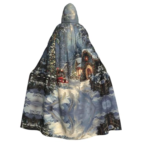 XTYGETY Unisex-Umhang mit Weihnachtsmotiv, Halloween-Umhang mit Kapuze, Sensenmann, Zauberer, gruseliges Cosplay-Kostüm von XTYGETY