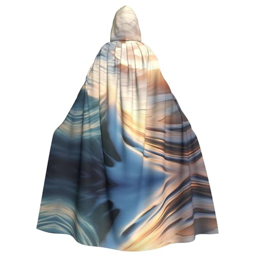 XTYGETY Unisex Umhang mit Wellenmuster und Kapuze, für Halloween, Sensenmann, Zauberer, gruseliges Cosplay-Kostüm von XTYGETY