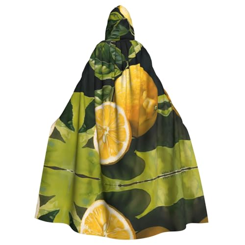 XTYGETY Unisex-Umhang mit Zitronenfrucht-Aufdruck, Halloween, Kapuzenumhang, Robe, Sensenmann, Zauberer, gruseliges Cosplay-Kostüm von XTYGETY