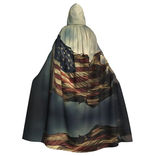XTYGETY Unisex Umhang mit alter Flagge, Halloween, Kapuzenumhang, Robe, Sensenmann, Zauberer, gruseliges Cosplay-Kostüm von XTYGETY