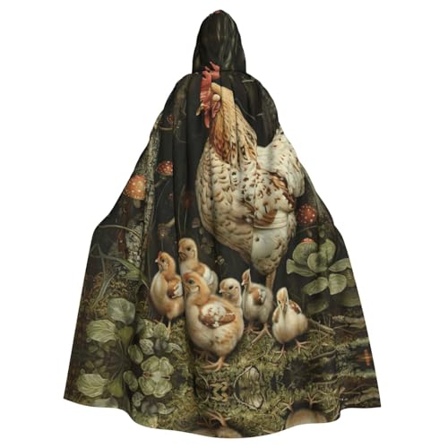 XTYGETY Unisex Umhang mit der Aufschrift "A Brood Of Chickens", Halloween-Kapuzenumhang, Robe, Sensenmann, Zauberer, gruseliges Cosplay-Kostüm von XTYGETY