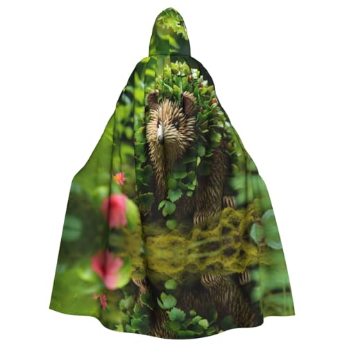 XTYGETY Unisex Umhang mit floralem Igel-Druck, Halloween, Kapuzenumhang, Robe, Sensenmann, Zauberer, gruseliges Cosplay-Kostüm XTYGETY Unisex Umhang mit floralem Igel-Druck, Halloween, Kapuzenumhang, Robe, Sensenmann, Zauberer, gruseliges Cosplay-Kostüm von XTYGETY