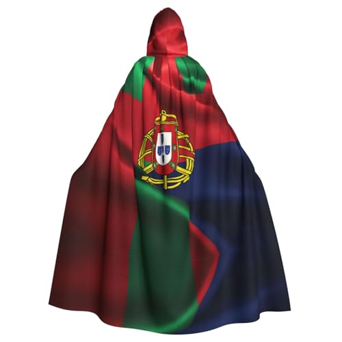 XTYGETY Unisex Umhang mit portugiesischer Flagge, Halloween-Umhang, Kapuzenumhang, Robe, Sensenmann, Zauberer, gruseliges Cosplay-Kostüm von XTYGETY