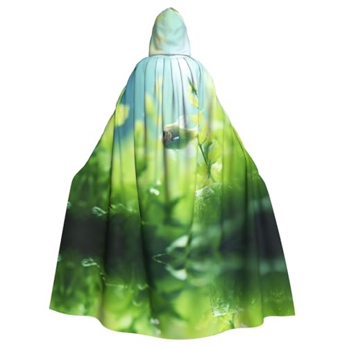 XTYGETY Unisex Umhang mit süßem Fischdruck, Halloween-Umhang mit Kapuze, Sensenmann, Zauberer, gruseliges Cosplay-Kostüm von XTYGETY