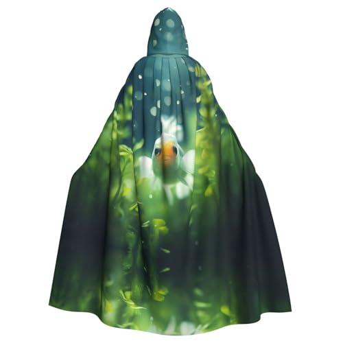 XTYGETY Unisex Umhang mit süßem Fischdruck, Halloween-Umhang mit Kapuze, Sensenmann, Zauberer, gruseliges Cosplay-Kostüm von XTYGETY