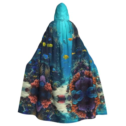 XTYGETY Unisex Umhang mit süßem blauem Fisch-Druck, Halloween, Kapuzenumhang, Robe, Sensenmann, Zauberer, gruseliges Cosplay-Kostüm XTYGETY Unisex Umhang mit süßem blauem Fisch-Druck, Halloween, Kapuzenumhang, Robe, Sensenmann, Zauberer, gruseliges Cosplay-Kostüm von XTYGETY