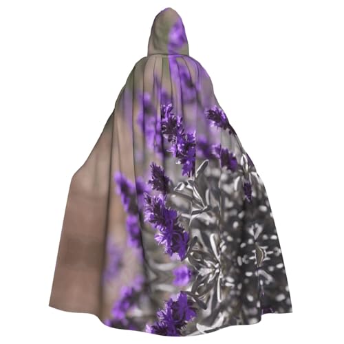 XTYGETY Violetter Salbei03-Aufdruck, Unisex, Umhang, Halloween, Kapuzenumhang, Robe, Sensenmann, Zauberer, gruseliges Cosplay-Kostüm von XTYGETY