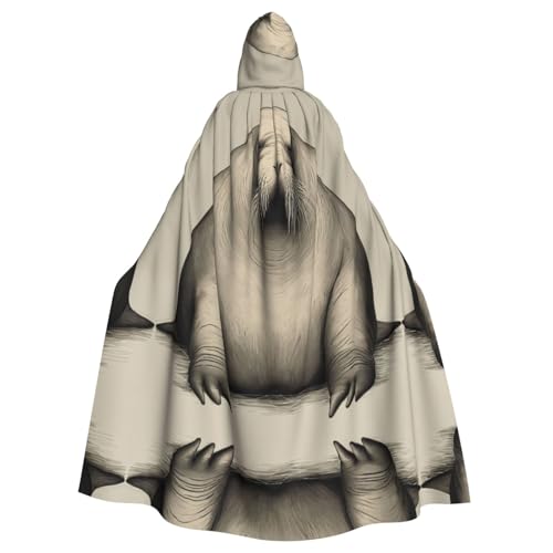 XTYGETY Walrus03 Unisex Umhang Halloween Kapuzenumhang Robe Sensenmann Zauberer Gruseliges Cosplay Kostüm von XTYGETY