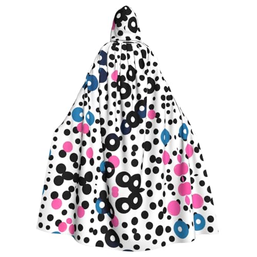 XTYGETY Weißer Unisex-Umhang mit Kapuze, gepunktet, Halloween, Sensenmann, Zauberer, gruseliges Cosplay-Kostüm von XTYGETY