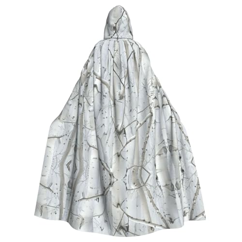 XTYGETY White Trees Camouflage-Umhang, Unisex, Umhang mit Kapuze, Sensenmann, Zauberer, gruseliges Cosplay-Kostüm von XTYGETY