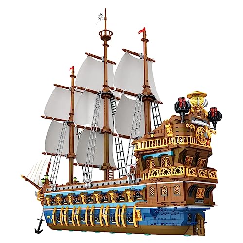 XTrador Reobrix 66011 Piratenschiff „The Sun“ – 3.162 Klemmbausteine Königliches Segelschiff für Kinder & Erwachsene. Riesiges Bauset mit 4 Ebenen, Kanonen von XTrador