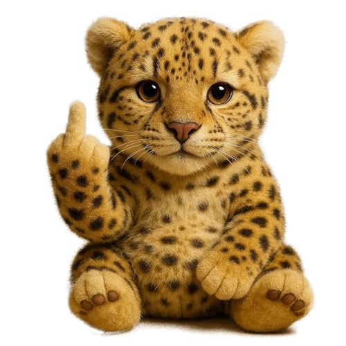 XUANXUANQZ Niedliche Plüsch-Mittelfinger-Hochlandkuh, kleines Plüschtier mit rebellischem Mittelfinger, für Büro & Zuhause (Leoparden) von XUANXUANQZ