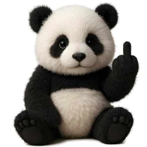 XUANXUANQZ Niedliche Plüsch-Mittelfinger-Hochlandkuh, kleines Plüschtier mit rebellischem Mittelfinger, für Büro & Zuhause (Pandas) von XUANXUANQZ