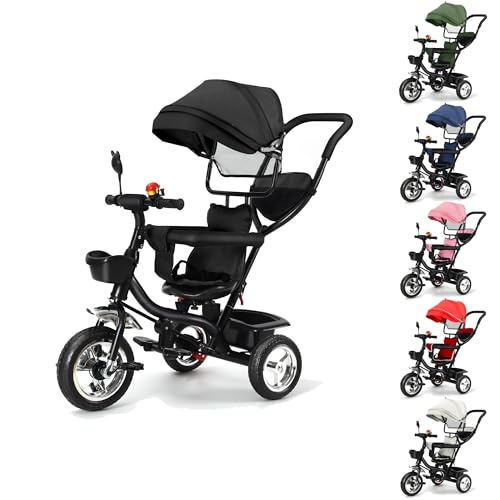 XUANYU 3in1 Kinderdreirad mit Schubstange Lenksystem Drehbarer Sitz Aufrüstbare Dreirad für Kinder Dreirad mit Sonnendach Buggy Fahrrad Vorwärts und Rückwärtsfahrt Jogger für Mädchen Jungen (Schwarz) XUANYU 3in1 Kinderdreirad mit Schubstange Lenksystem Drehbarer Sitz Aufrüstbare Dreirad für Kinder Dreirad mit Sonnendach Buggy Fahrrad Vorwärts und Rückwärtsfahrt Jogger für Mädchen Jungen (Schwarz) von XUANYU