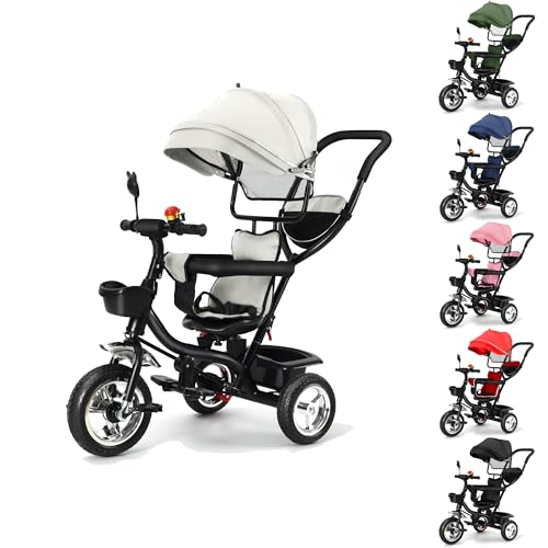 XUANYU 3in1 Kinderdreirad mit Schubstange Lenksystem Drehbarer Sitz Aufrüstbare Dreirad für Kinder Dreirad mit Sonnendach Buggy Fahrrad Vorwärts und Rückwärtsfahrt Jogger für Mädchen Jungen (Grau) XUANYU 3in1 Kinderdreirad mit Schubstange Lenksystem Drehbarer Sitz Aufrüstbare Dreirad für Kinder Dreirad mit Sonnendach Buggy Fahrrad Vorwärts und Rückwärtsfahrt Jogger für Mädchen Jungen (Grau) von XUANYU