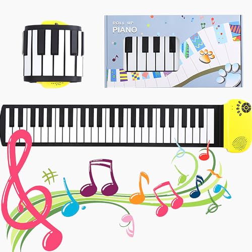 XUBX 49 Tasten Roll up Faltbares Piano Klavier für Anfänger, Klavier zum Aufrollen, tragbares elektronisches Klavier, MIDI Folding E-Piano für Kinder Kinder Anfänger, elektronisch, digital XUBX 49 Tasten Roll up Faltbares Piano Klavier für Anfänger, Klavier zum Aufrollen, tragbares elektronisches Klavier, MIDI Folding E-Piano für Kinder Kinder Anfänger, elektronisch, digital von XUBX