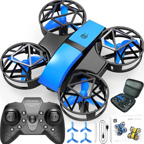 XUBX Kinder Mini-Drohne (für Anfänger und Erwachsene), Indoor Outdoor RC Spielzeug Quadcopter (für Jungen und Mädchen) Schwerkraftsteuerung, EIN-Knopf-Start, Kleinkinder,（Blau） von XUBX