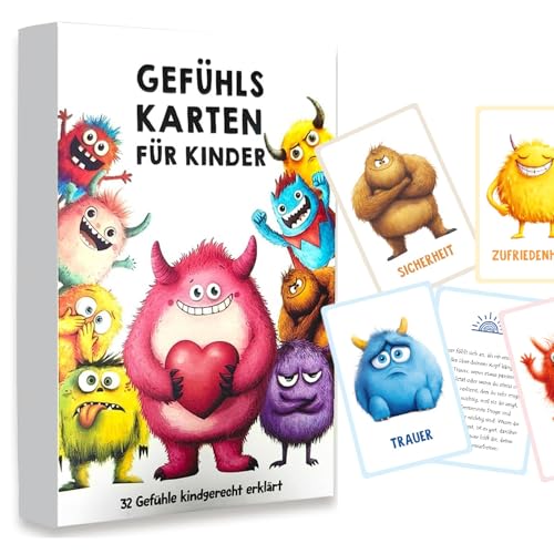 Gefühlskarten für Kinder, 32 Emotionskarten für Selbstregulation, Pädagogisch wertvoll Emotional Cards für Kinder, für Kindergarten & Grundschule von XUDUOO