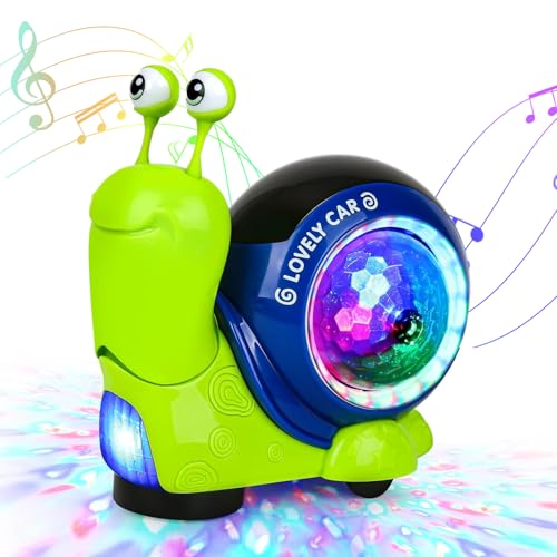 XUDUOO Krabbelschneckenspielzeug, Krabbelschnecke, beleuchtet, Musikschnecke, Spielzeug (grün) von XUDUOO