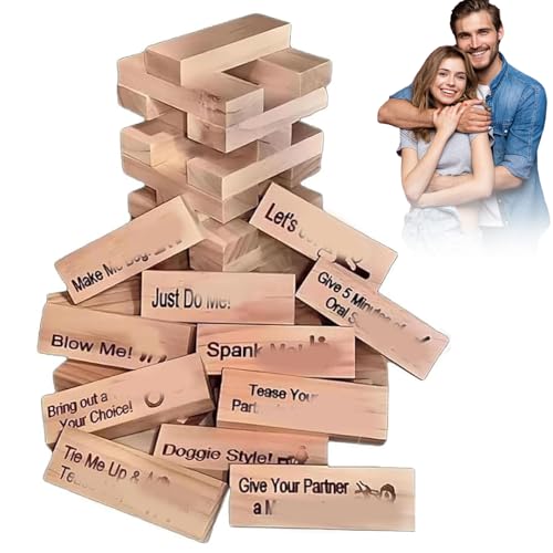 XUDUOO Paare Spiele Lust Tumbling Tower Spiele für Erwachsene, 48 Stück Holz Freches Spiel, Indoor Party Spaß, Valentinstag Stapelblöcke Geschenke für Erwachsene Nacht Party Spiel XUDUOO Paare Spiele Lust Tumbling Tower Spiele für Erwachsene, 48 Stück Holz Freches Spiel, Indoor Party Spaß, Valentinstag Stapelblöcke Geschenke für Erwachsene Nacht Party Spiel von XUDUOO