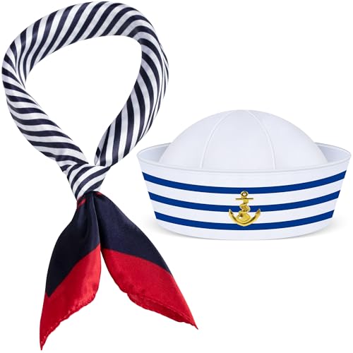 XUECHEN Matrosenhut für Erwachsene - Kapitän Hut Kostüm Zubehör für Männer und Frauen, ideal für Halloween, Cosplay, Yachtpartys, Weiss/opulenter Garten, Einheitsgröße XUECHEN Matrosenhut für Erwachsene - Kapitän Hut Kostüm Zubehör für Männer und Frauen, ideal für Halloween, Cosplay, Yachtpartys, Weiss/opulenter Garten, Einheitsgröße von XUECHEN