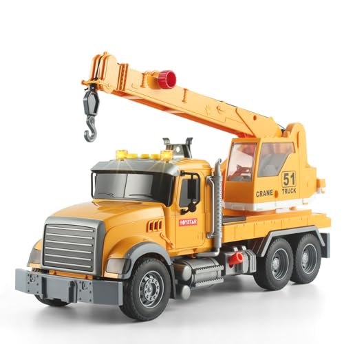 XUEXUE 1:18 Crane Truck Toy for 3 Year Olds - Construction Vehicle with Lights & Sounds - Friction Powered Toy Truck for Boys & Girls von XUEXUE
