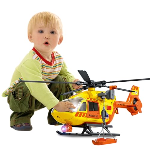 XUEXUE Rescue Helicopter Toy for Kids - Transport Copter with Crane, Lights & Sounds - Pretend Play Gift for Boys & Girls 2 3 4 5 6 von XUEXUE