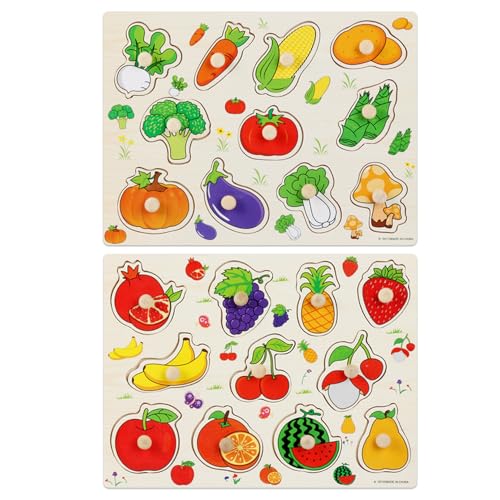 2pcs hölzerne Peg-Rätsel, farbenfrohe Frucht- und Gemüsestile Peg-Rätsel, Montessori-inspirierte pädagogische Holzspielspiel für d 2pcs hölzerne Peg-Rätsel, farbenfrohe Frucht- und Gemüsestile Peg-Rätsel, Montessori-inspirierte pädagogische Holzspielspiel für d von XUEYEGONGJI