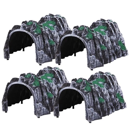 4PCS Railway Train Tunnel, 7 realistische Modell Zuglandschaft Tunnel, Simulations -Eisenbahnhöhle, Plastik -Bergmodellzubehör, Geschenke Spielen, Auto von XUEYEGONGJI